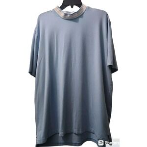 Johnnie-O Striped Collar T-Shirt Soft Casual Top‎ Short Sleeve Blue XL